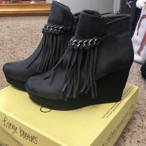 Fringe heeled booties